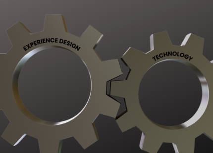 Interlocking gears representing the alignment of Technology and Experience Design.